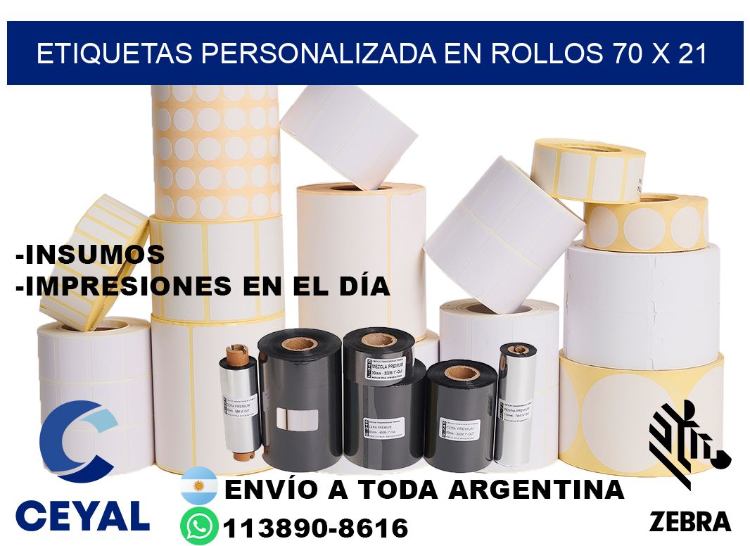 etiquetas personalizada en rollos 70 x 21