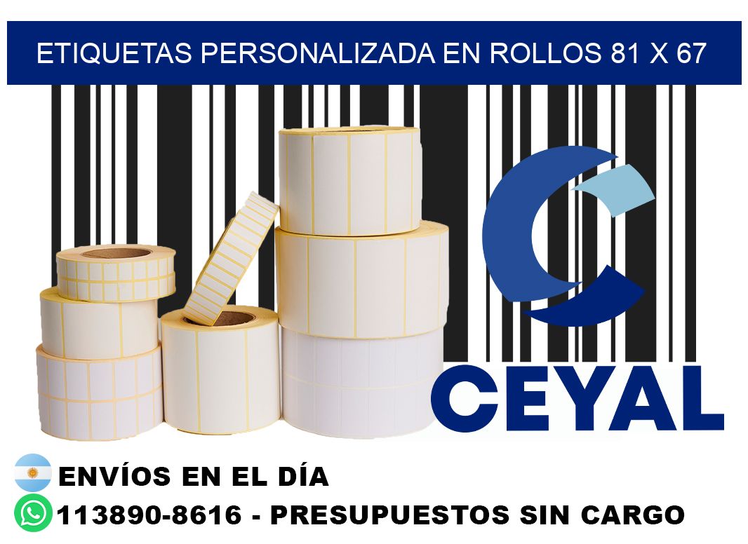 etiquetas personalizada en rollos 81 x 67