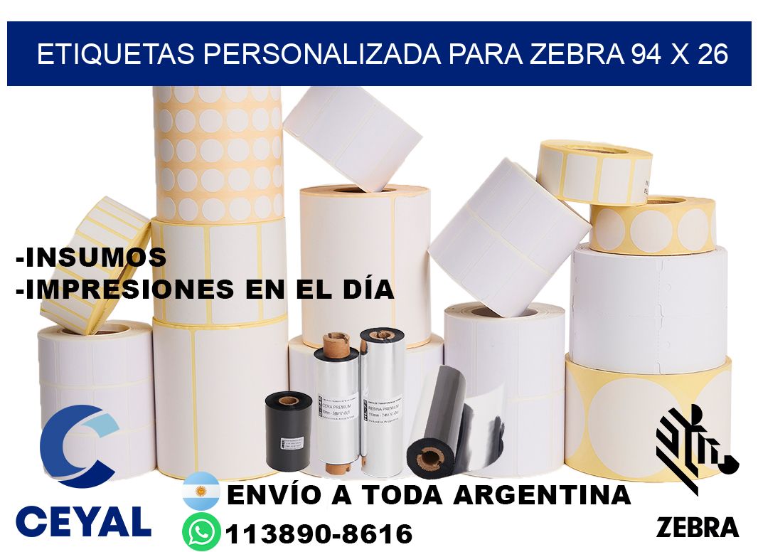 etiquetas personalizada para zebra 94 x 26