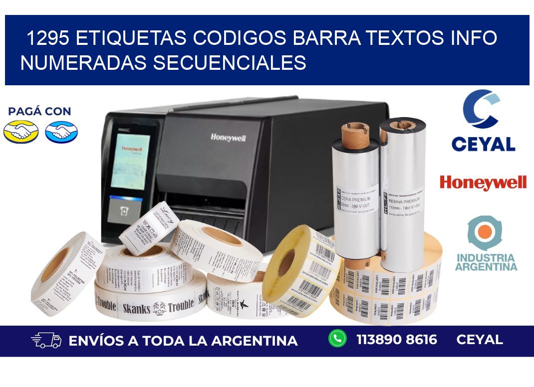 1295 Etiquetas Codigos Barra Textos Info Numeradas Secuenciales