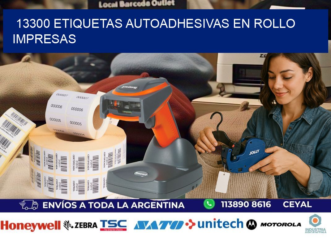 13300 Etiquetas autoadhesivas en rollo impresas
