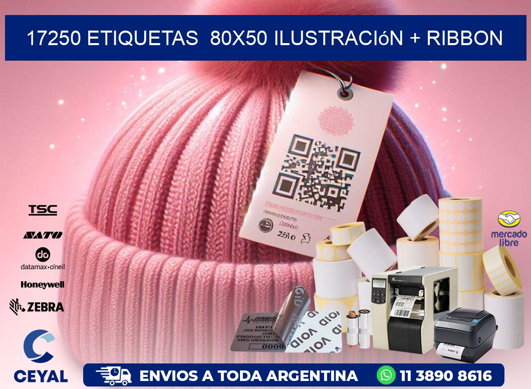 17250 etiquetas  80x50 ilustración + ribbon