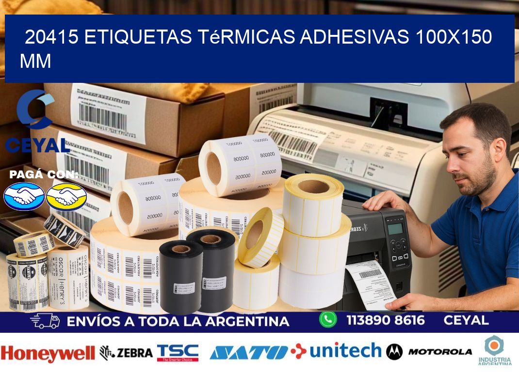 20415 etiquetas térmicas adhesivas 100x150 mm