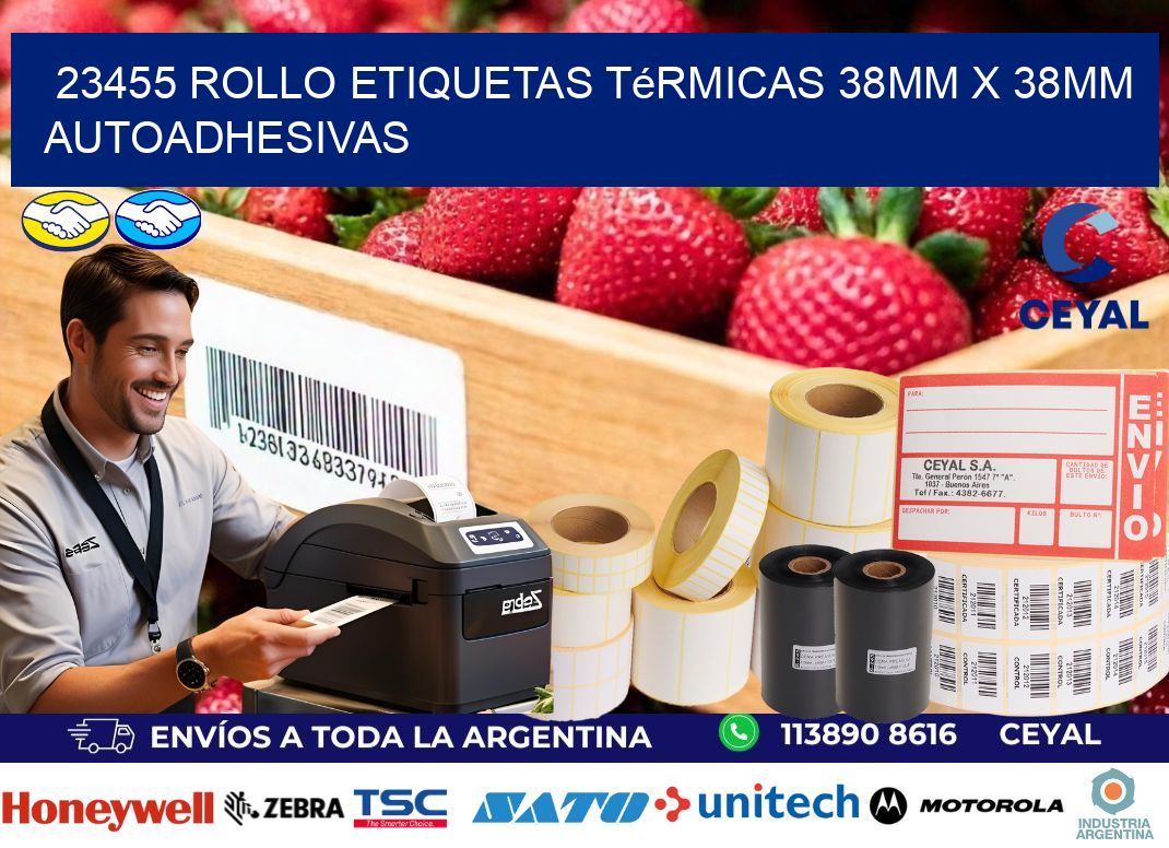 23455 Rollo Etiquetas Térmicas 38mm X 38mm Autoadhesivas