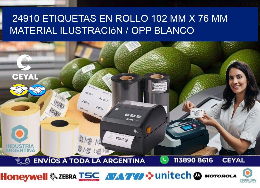 24910 Etiquetas en rollo 102 mm x 76 mm material Ilustración / OPP Blanco