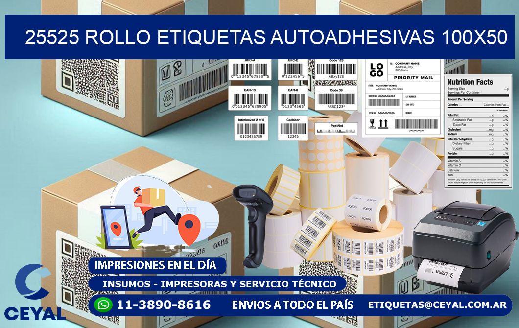 25525 Rollo Etiquetas autoadhesivas 100x50