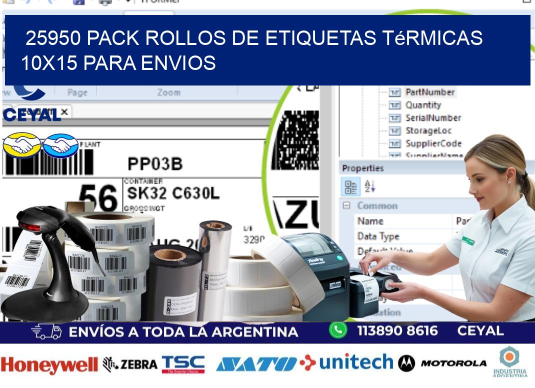 25950 pack rollos de etiquetas térmicas 10x15 para Envios