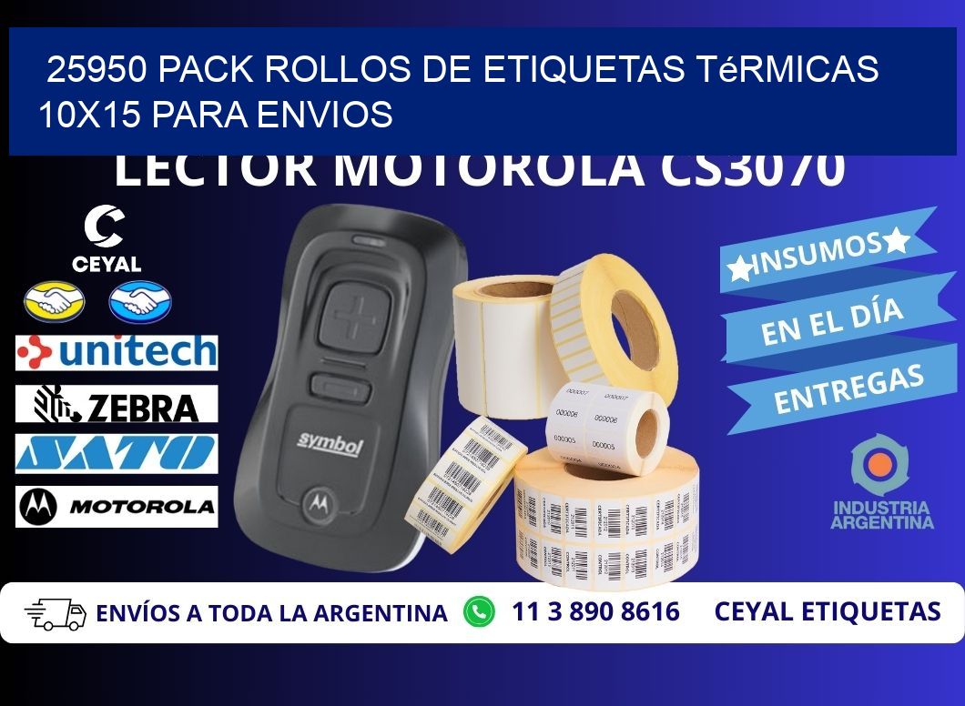 25950 pack rollos de etiquetas térmicas 10x15 para Envios