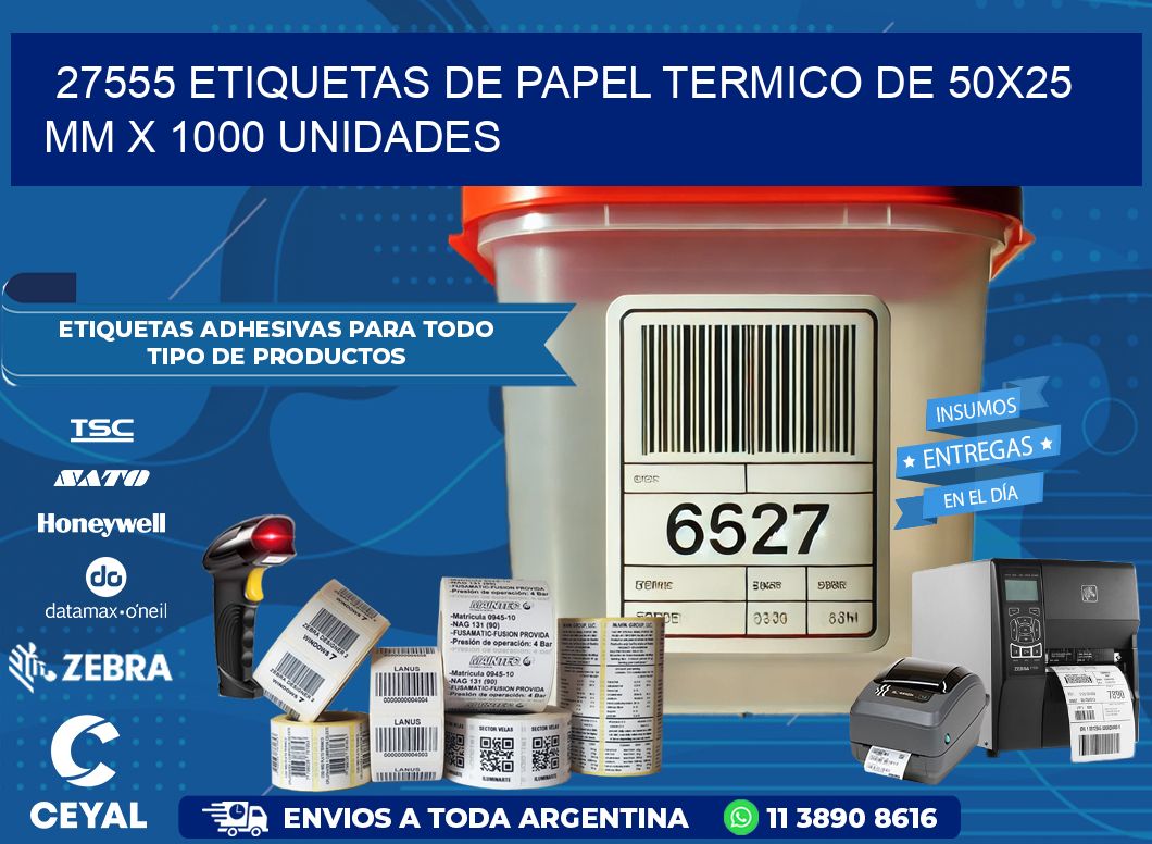 27555 Etiquetas De Papel Termico De 50x25 Mm X 1000 Unidades