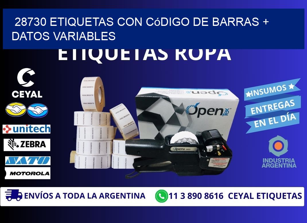 28730 etiquetas con código de barras + datos variables