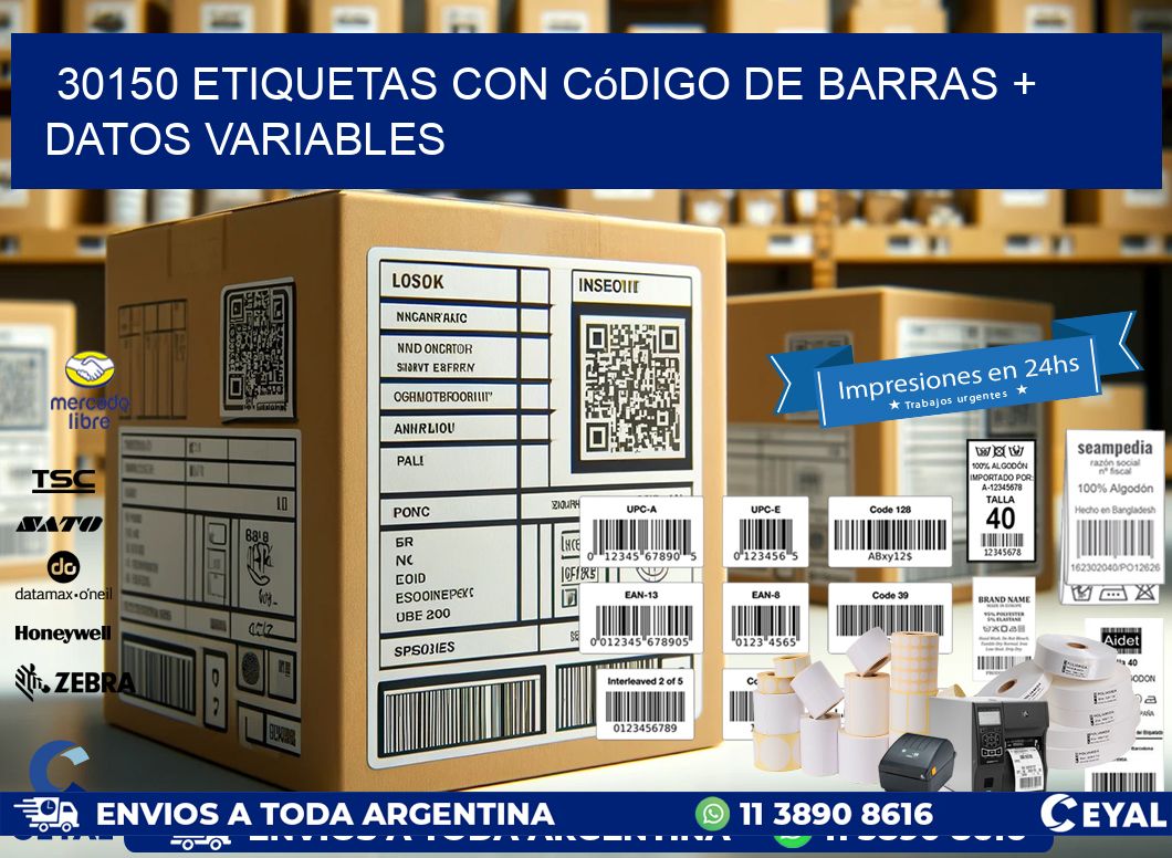30150 etiquetas con código de barras + datos variables