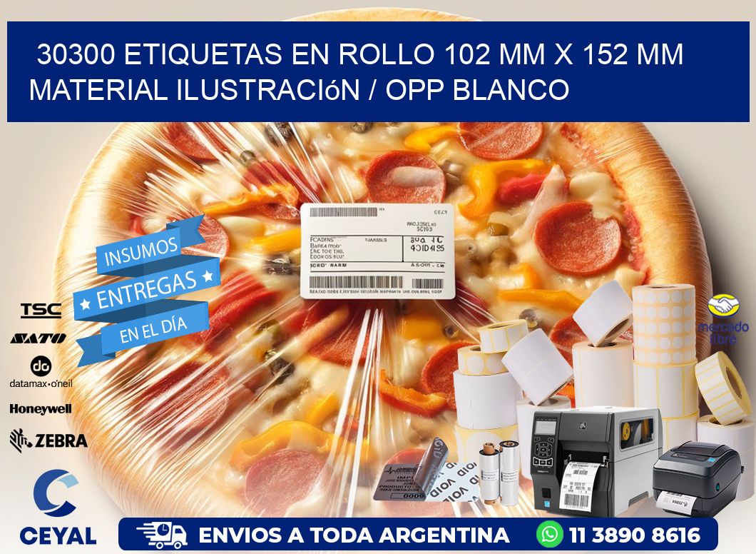 30300 Etiquetas en rollo 102 mm x 152 mm material Ilustración / OPP Blanco