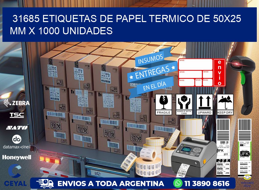 31685 Etiquetas De Papel Termico De 50x25 Mm X 1000 Unidades