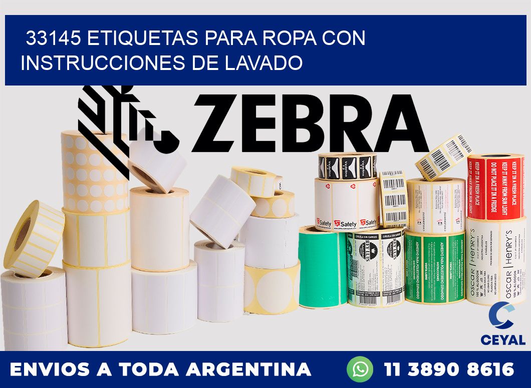 33145 etiquetas para ropa con instrucciones de lavado