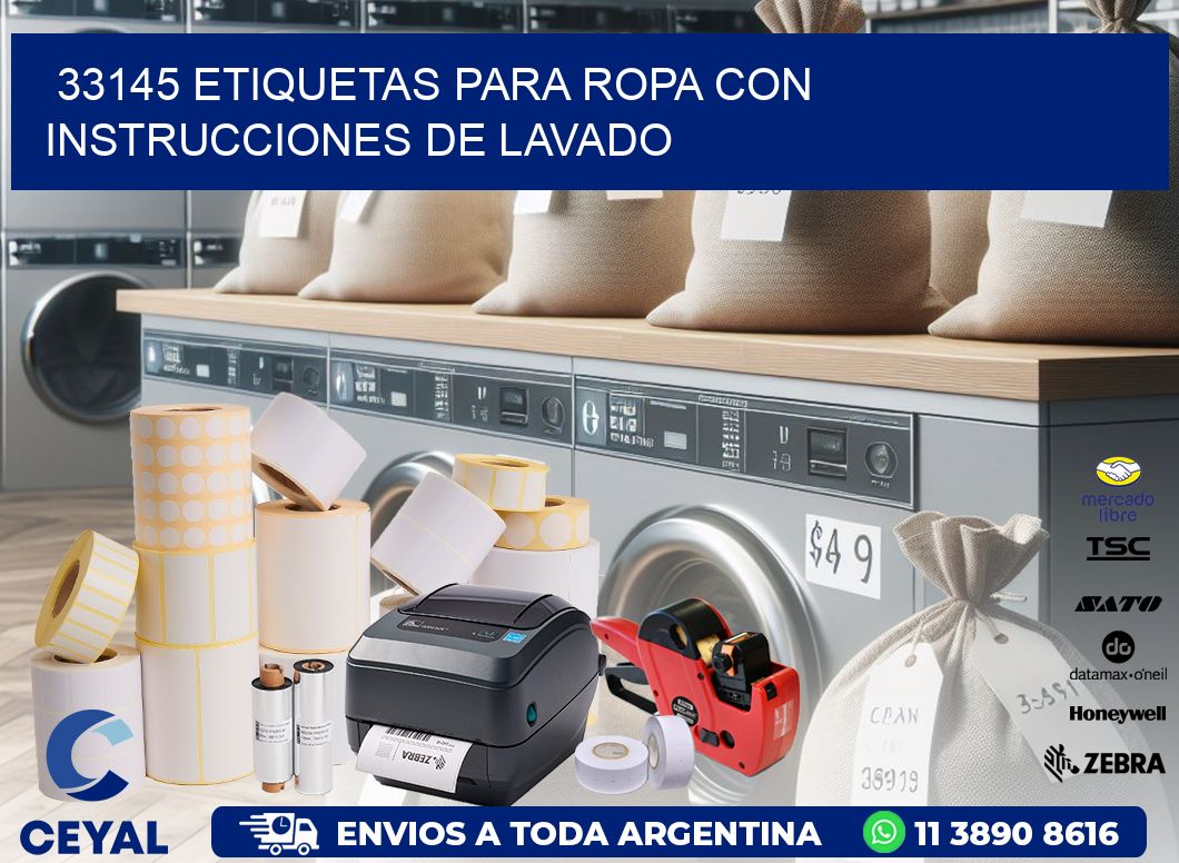 33145 etiquetas para ropa con instrucciones de lavado