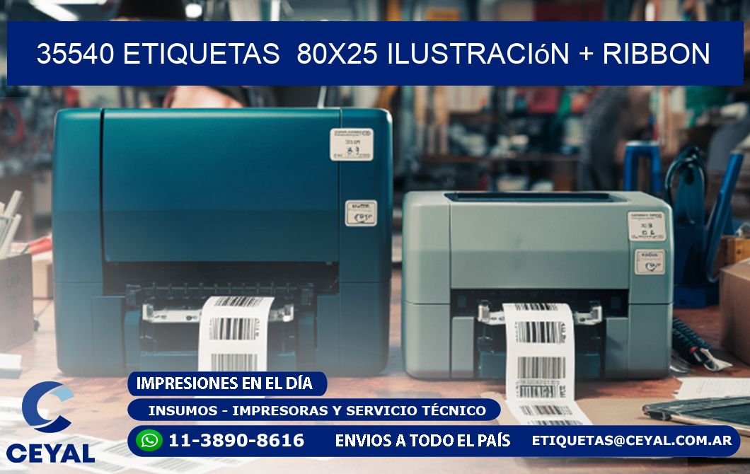 35540 etiquetas  80x25 ilustración + ribbon