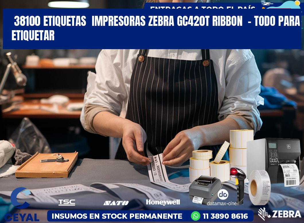 38100 etiquetas  impresoras zebra gc420t ribbon  – Todo para Etiquetar