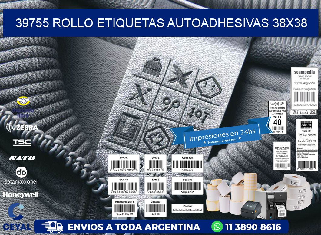 39755 Rollo Etiquetas autoadhesivas 38x38