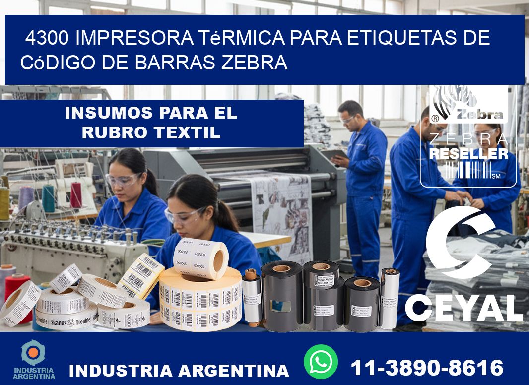 4300 impresora térmica para etiquetas de código de barras Zebra