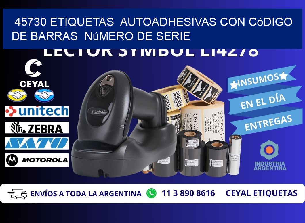 45730 etiquetas  autoadhesivas con código de barras  número de serie
