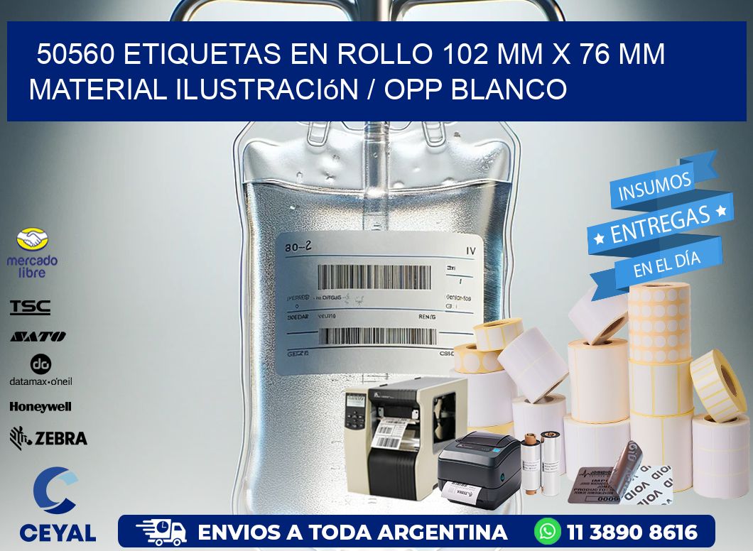 50560 Etiquetas en rollo 102 mm x 76 mm material Ilustración / OPP Blanco