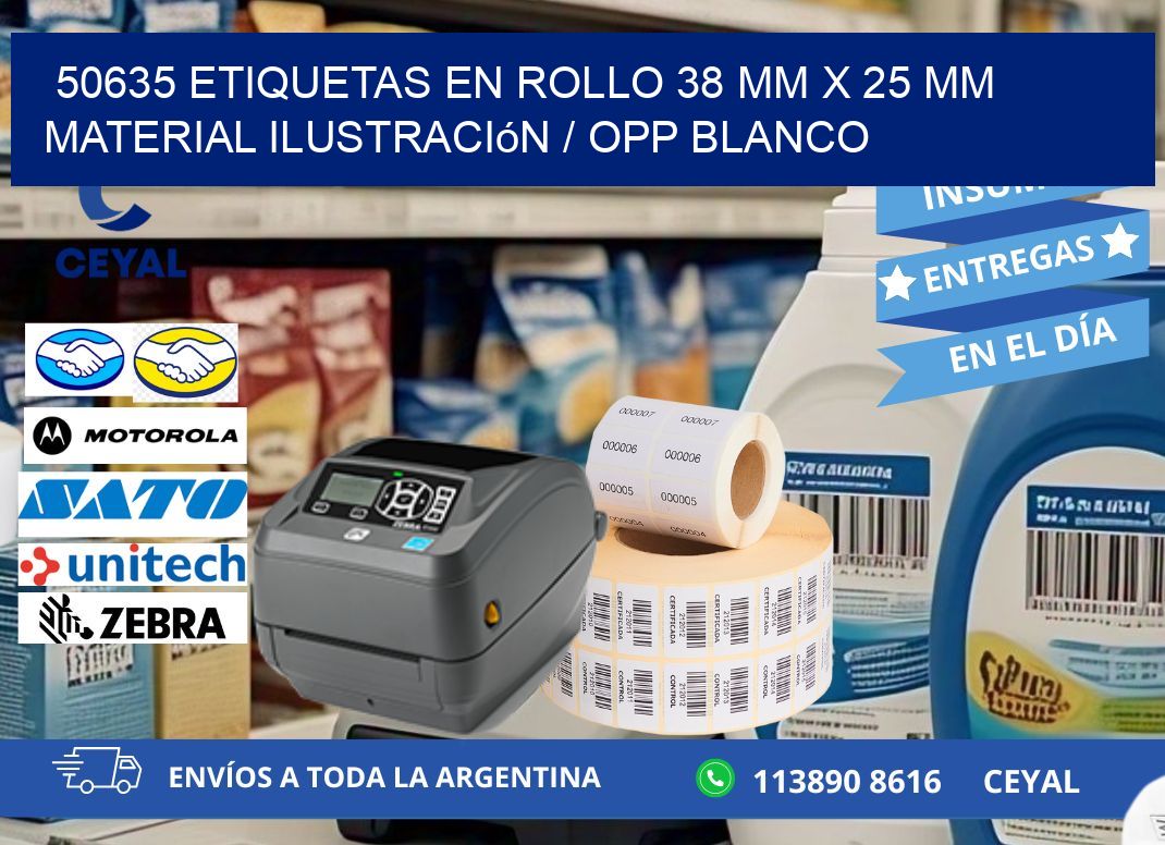 50635 Etiquetas en rollo 38 mm x 25 mm material Ilustración / OPP Blanco