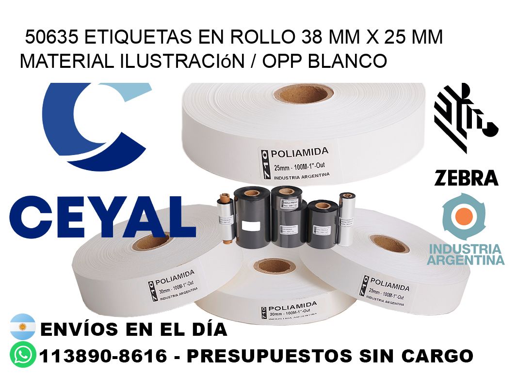 50635 Etiquetas en rollo 38 mm x 25 mm material Ilustración / OPP Blanco