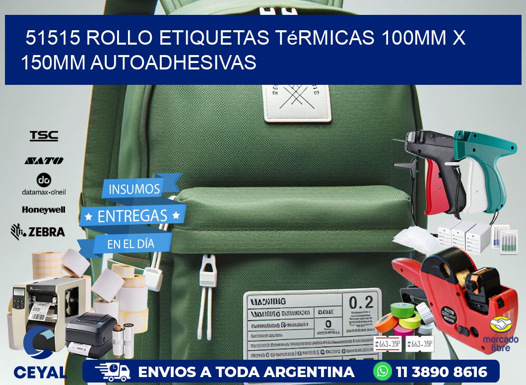 51515 Rollo Etiquetas Térmicas 100mm X 150mm Autoadhesivas
