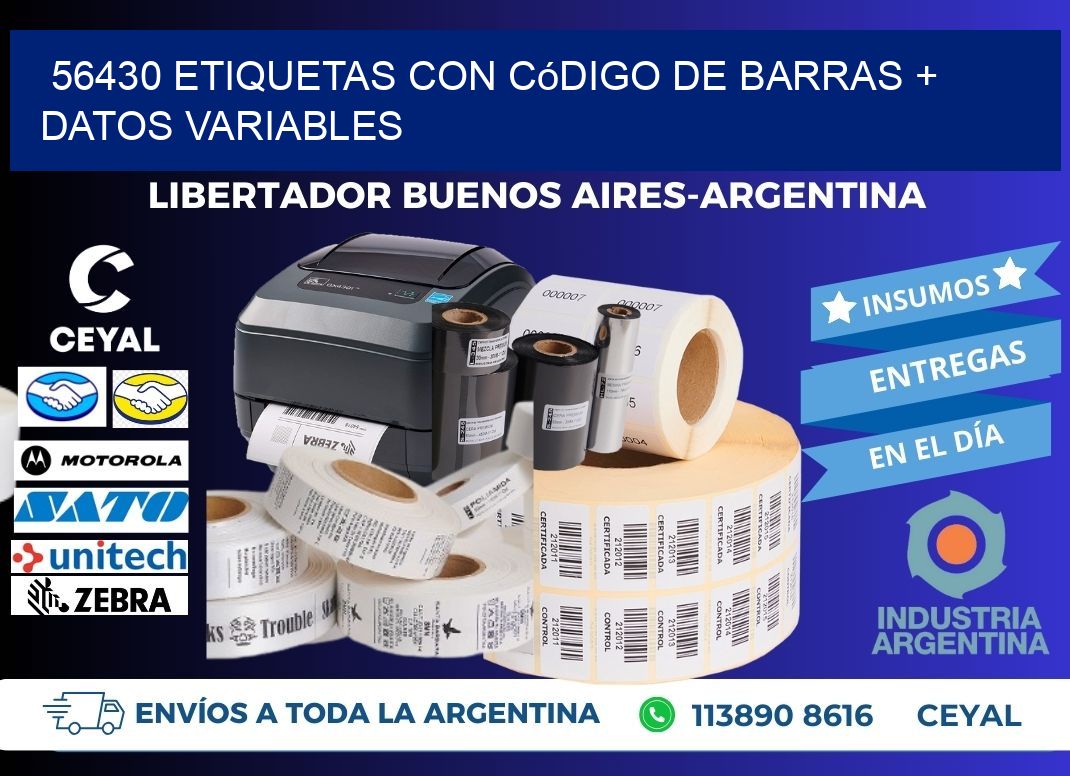 56430 etiquetas con código de barras + datos variables