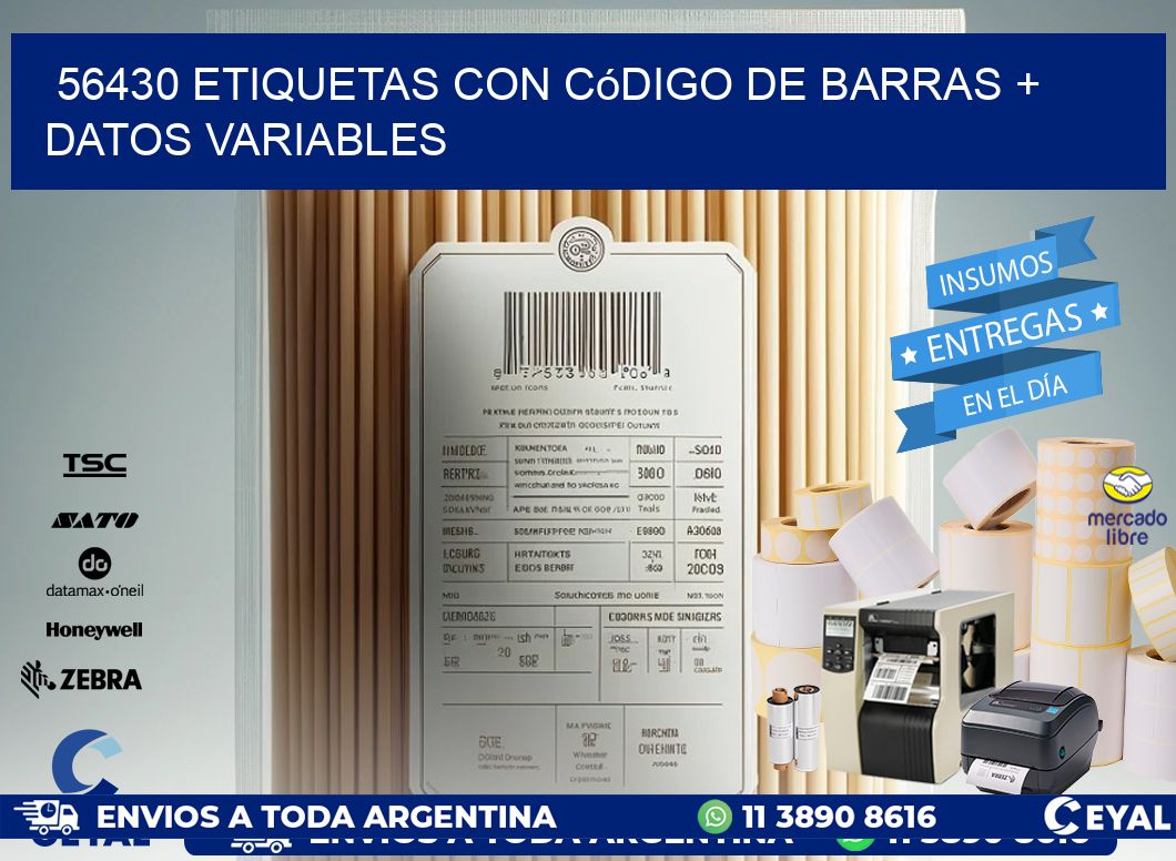 56430 etiquetas con código de barras + datos variables