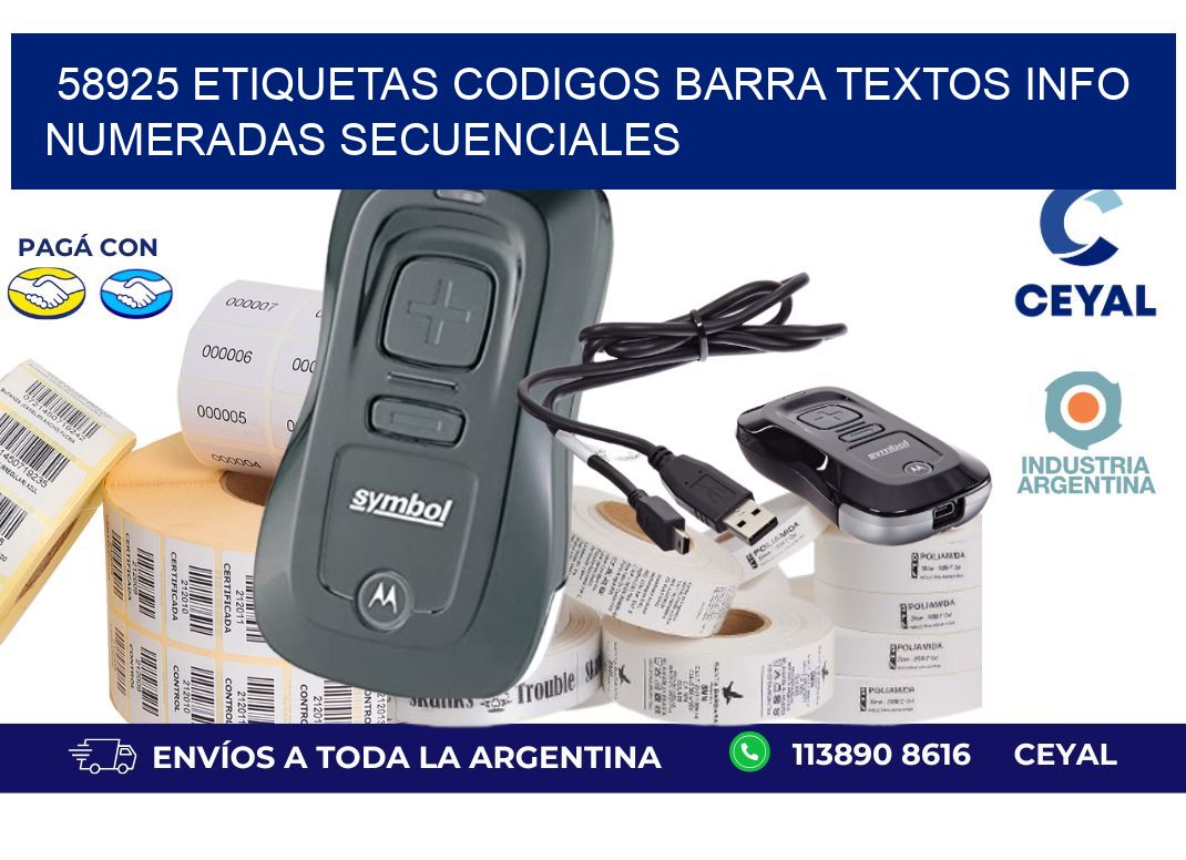 58925 Etiquetas Codigos Barra Textos Info Numeradas Secuenciales