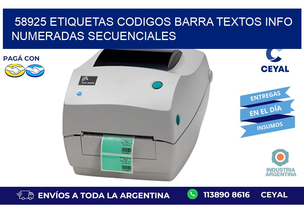 58925 Etiquetas Codigos Barra Textos Info Numeradas Secuenciales