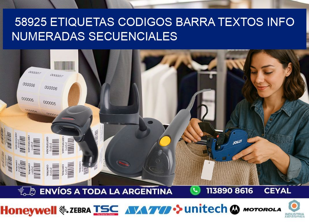 58925 Etiquetas Codigos Barra Textos Info Numeradas Secuenciales
