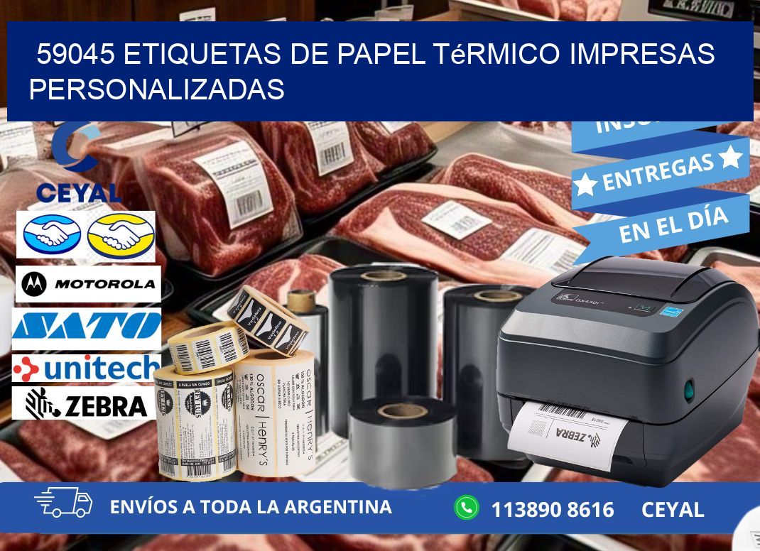 59045 Etiquetas de papel térmico impresas personalizadas