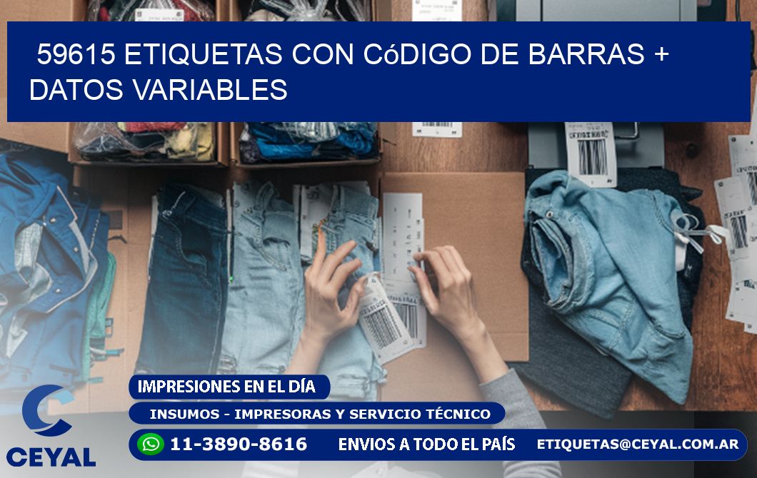 59615 etiquetas con código de barras + datos variables