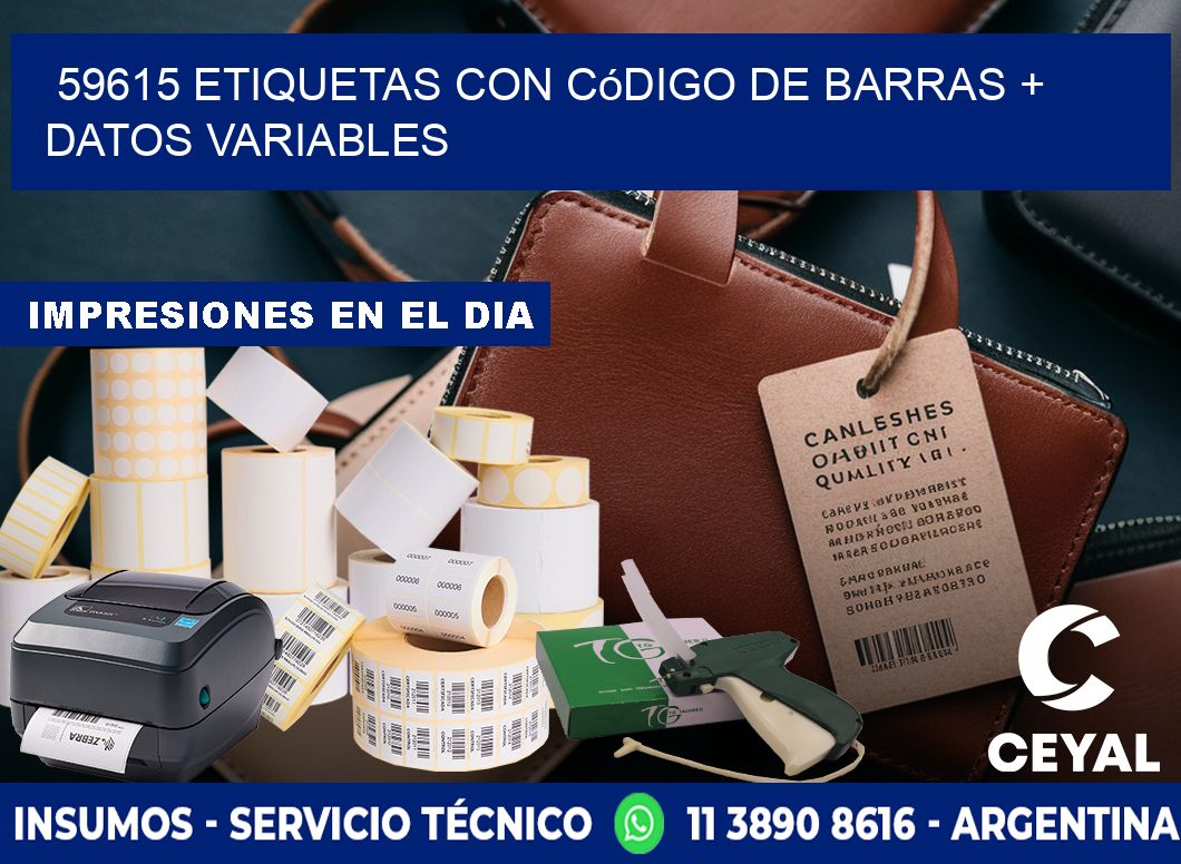 59615 etiquetas con código de barras + datos variables