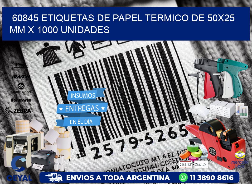 60845 Etiquetas De Papel Termico De 50x25 Mm X 1000 Unidades