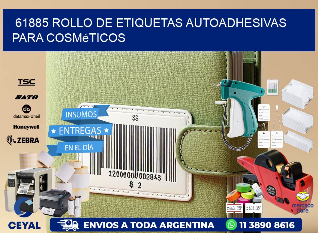 61885 rollo de etiquetas autoadhesivas para cosméticos