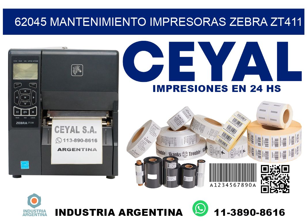 62045 mantenimiento impresoras zebra zt411