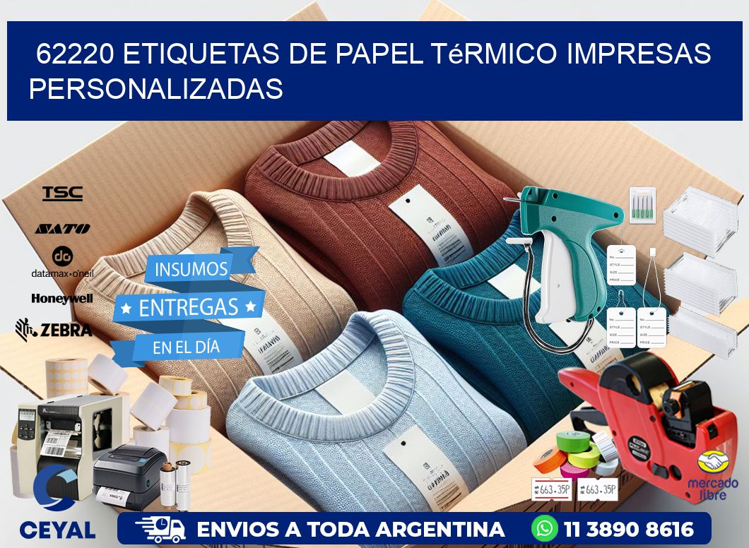 62220 Etiquetas de papel térmico impresas personalizadas