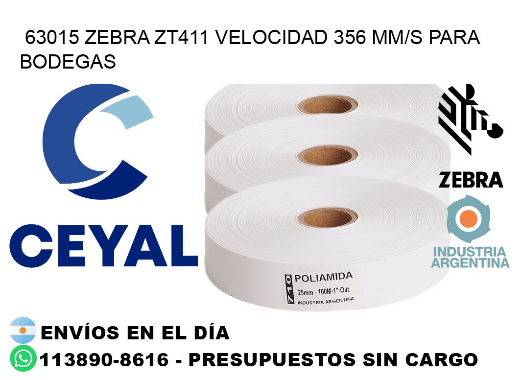 63015 Zebra ZT411 velocidad 356 mm/s para bodegas