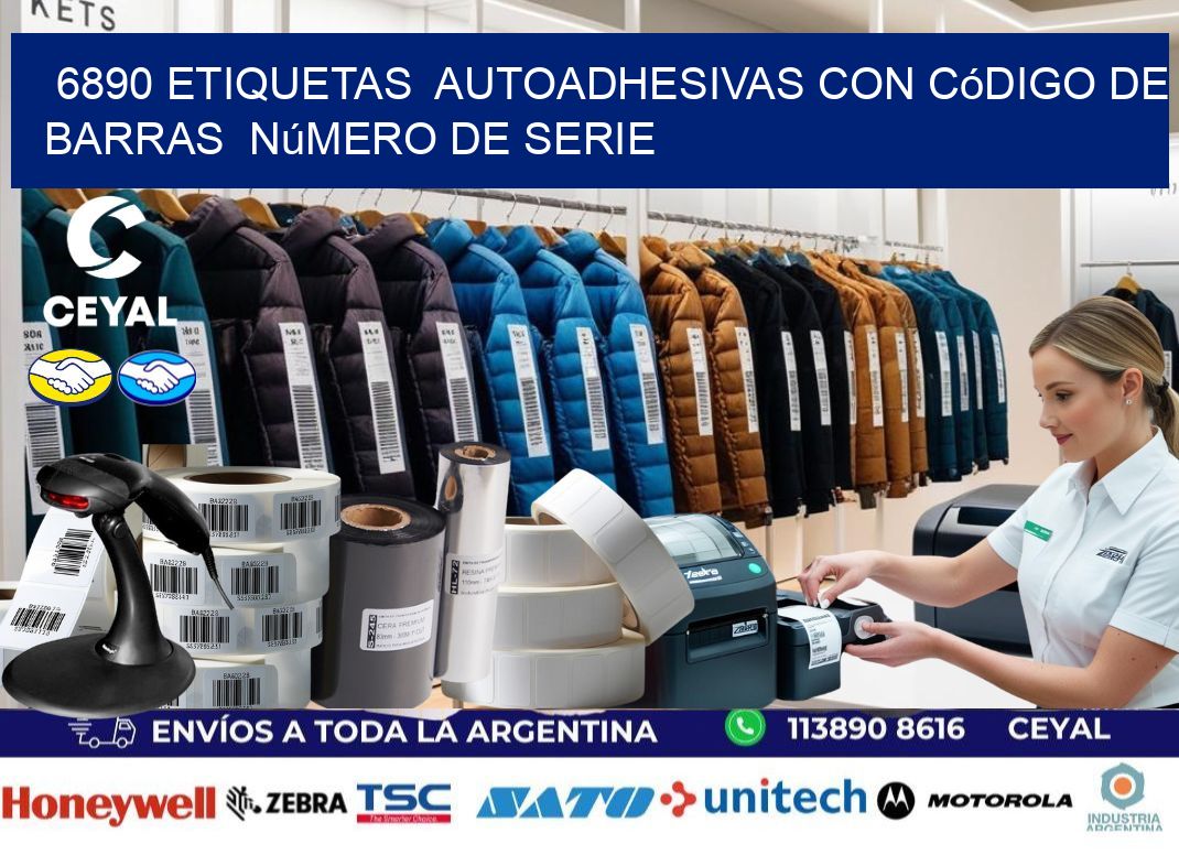 6890 etiquetas  autoadhesivas con código de barras  número de serie