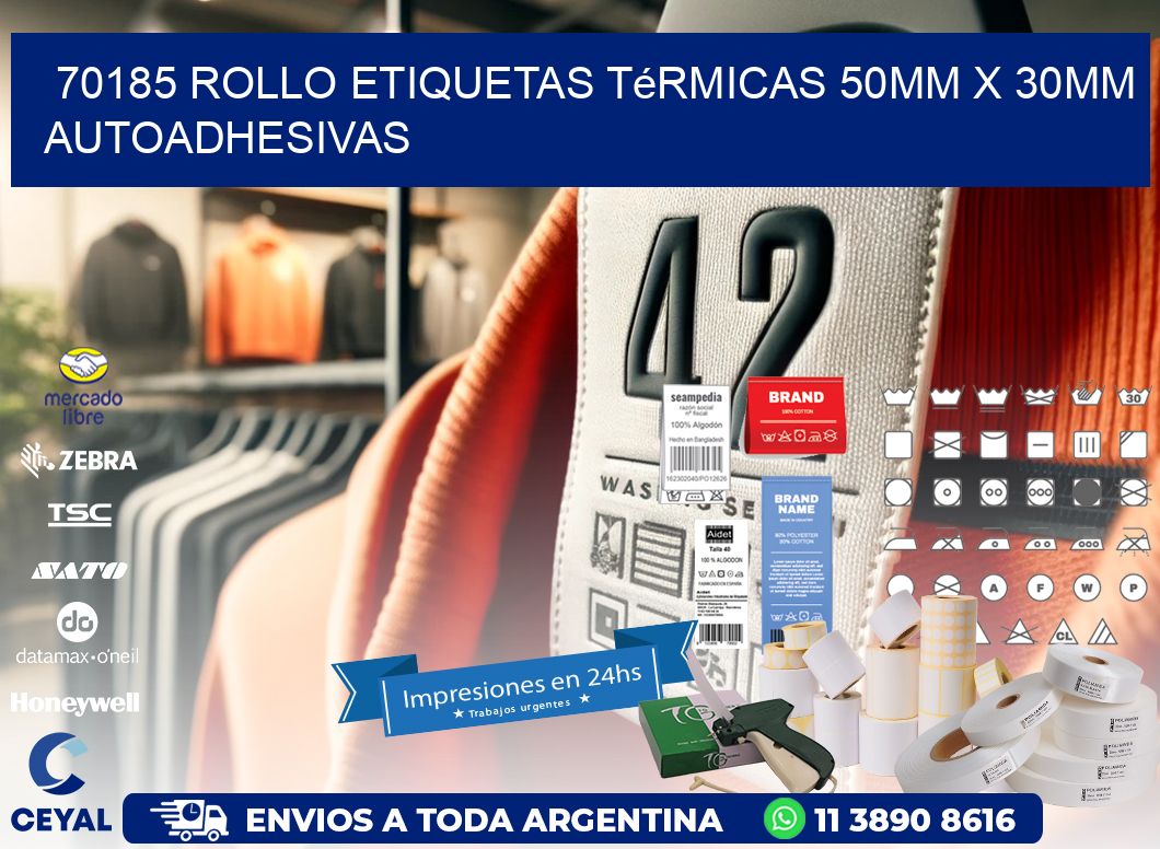 70185 Rollo Etiquetas Térmicas 50mm X 30mm Autoadhesivas