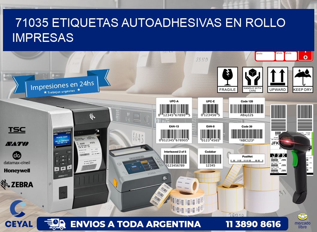 71035 Etiquetas autoadhesivas en rollo impresas