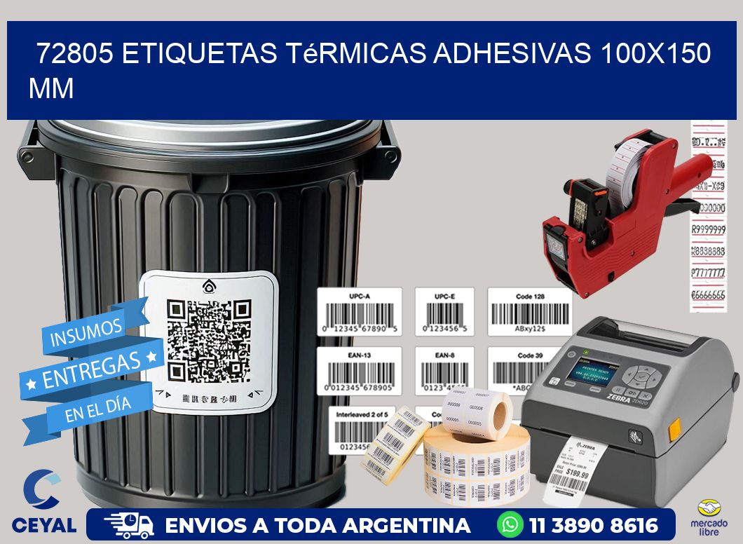 72805 etiquetas térmicas adhesivas 100x150 mm