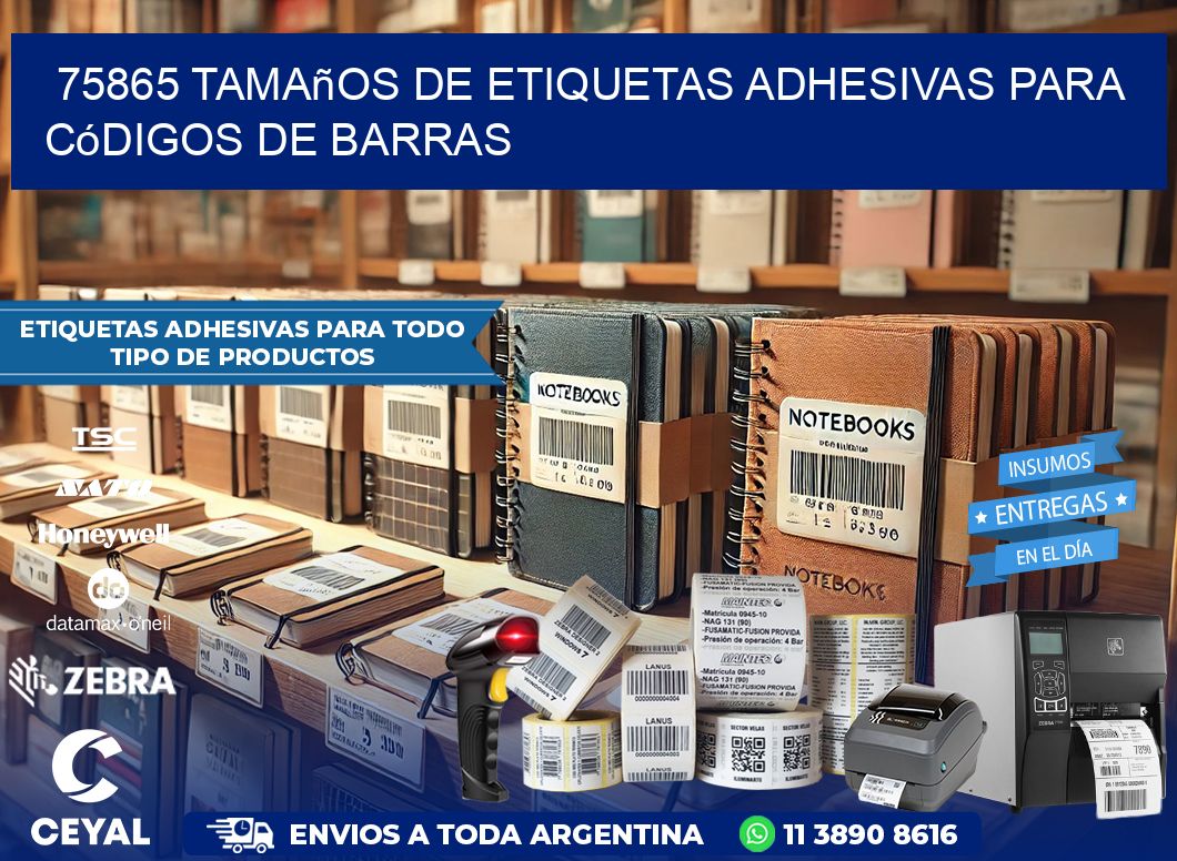 75865 Tamaños de etiquetas adhesivas para códigos de barras