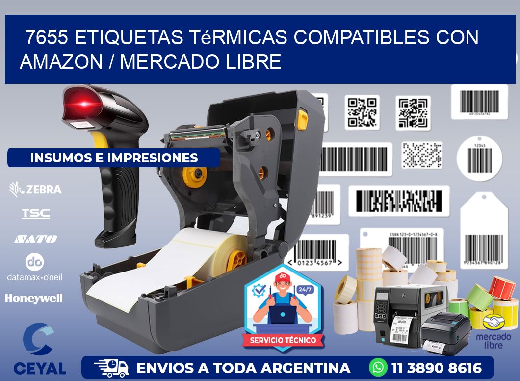 7655 etiquetas térmicas compatibles con Amazon / Mercado Libre