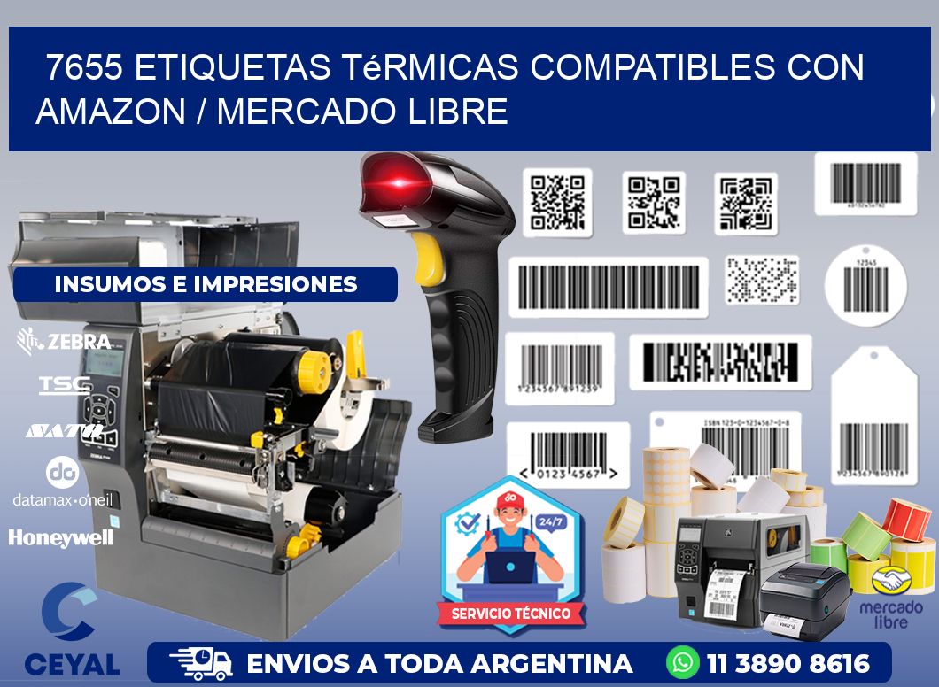 7655 etiquetas térmicas compatibles con Amazon / Mercado Libre