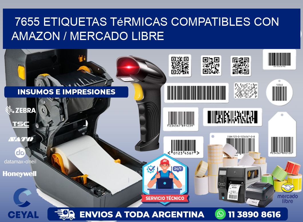 7655 etiquetas térmicas compatibles con Amazon / Mercado Libre