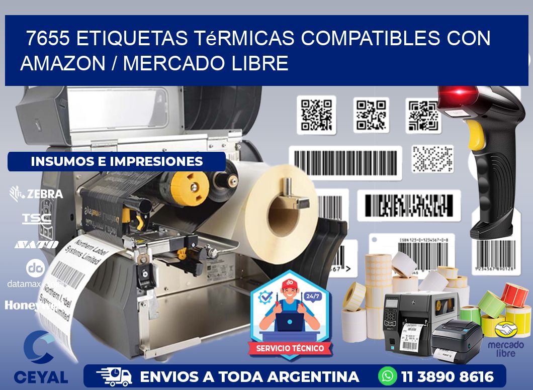 7655 etiquetas térmicas compatibles con Amazon / Mercado Libre